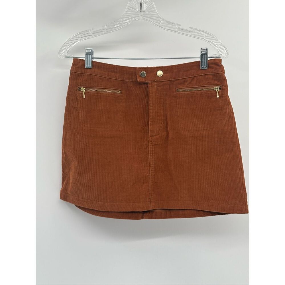 Abercrombie & Fitch Mini Skirt Corduroy Women Size 2 XS Brown Zip Pockets - Picture 1 of 9